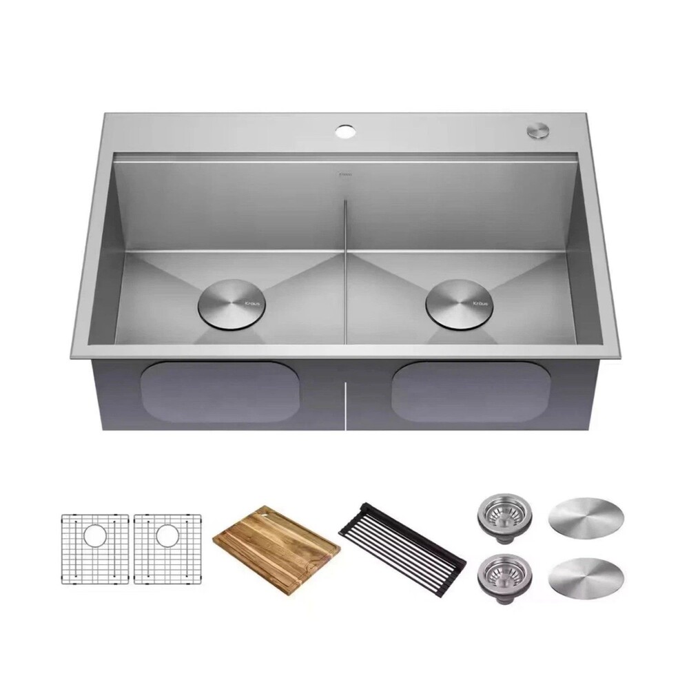 KRAUS Loften 25 in Drop In Undermount Single Bowl 18 Gauge Stainless Sink new